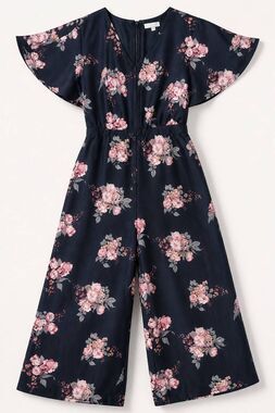 🔹️NWT June & Hudson Black Floral Flutter Sleeve Wide Leg Jumpsuit Medium